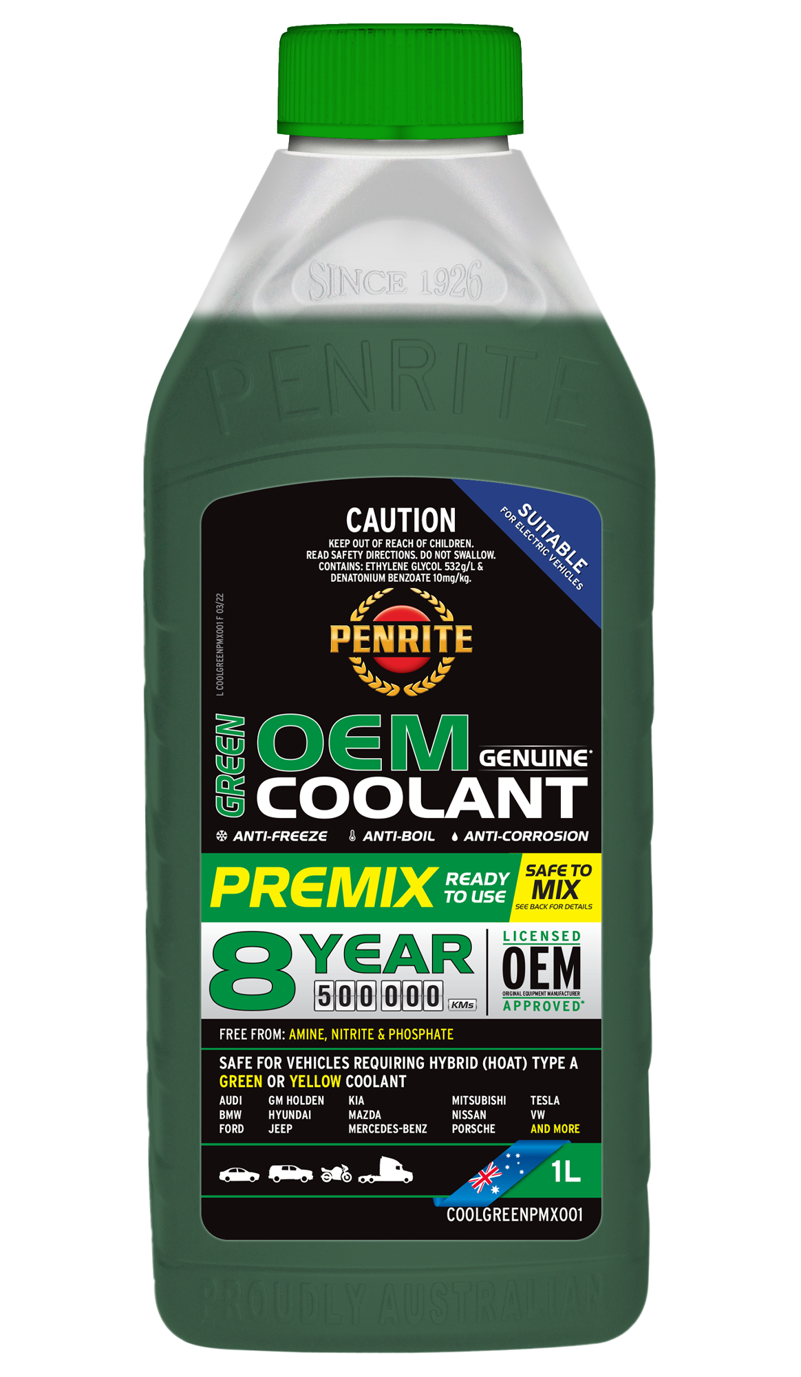 Green OEM Coolant Premix - Penrite 1L