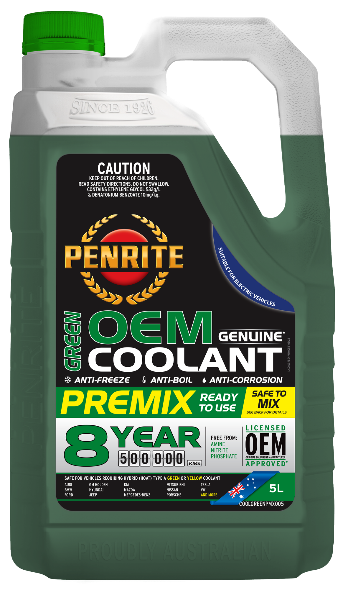 Green OEM Coolant Premix - Penrite 5L