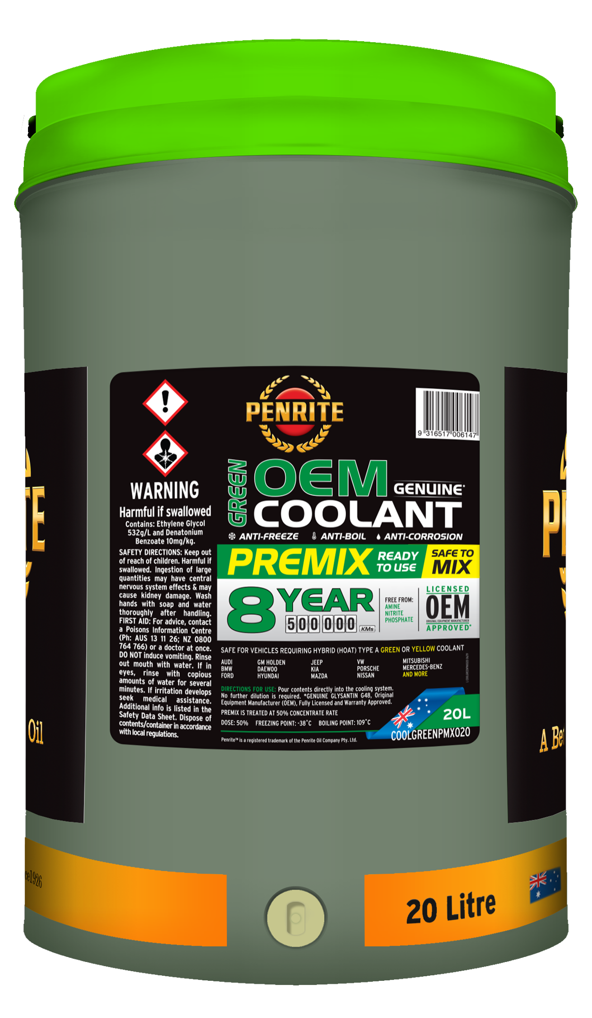 Green OEM Coolant Premix - Penrite 20L