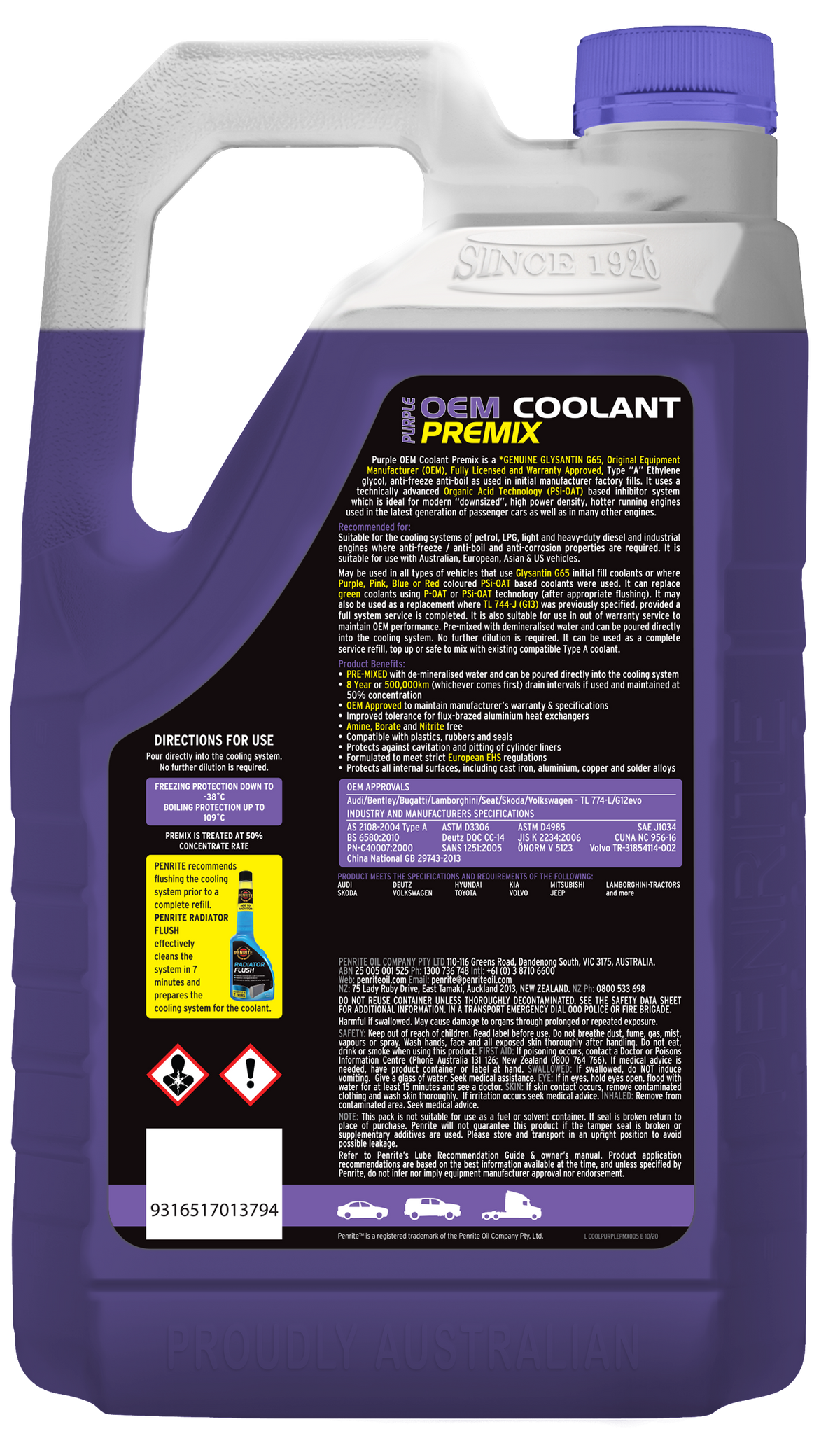 Purple OEM Coolant Premix - Penrite