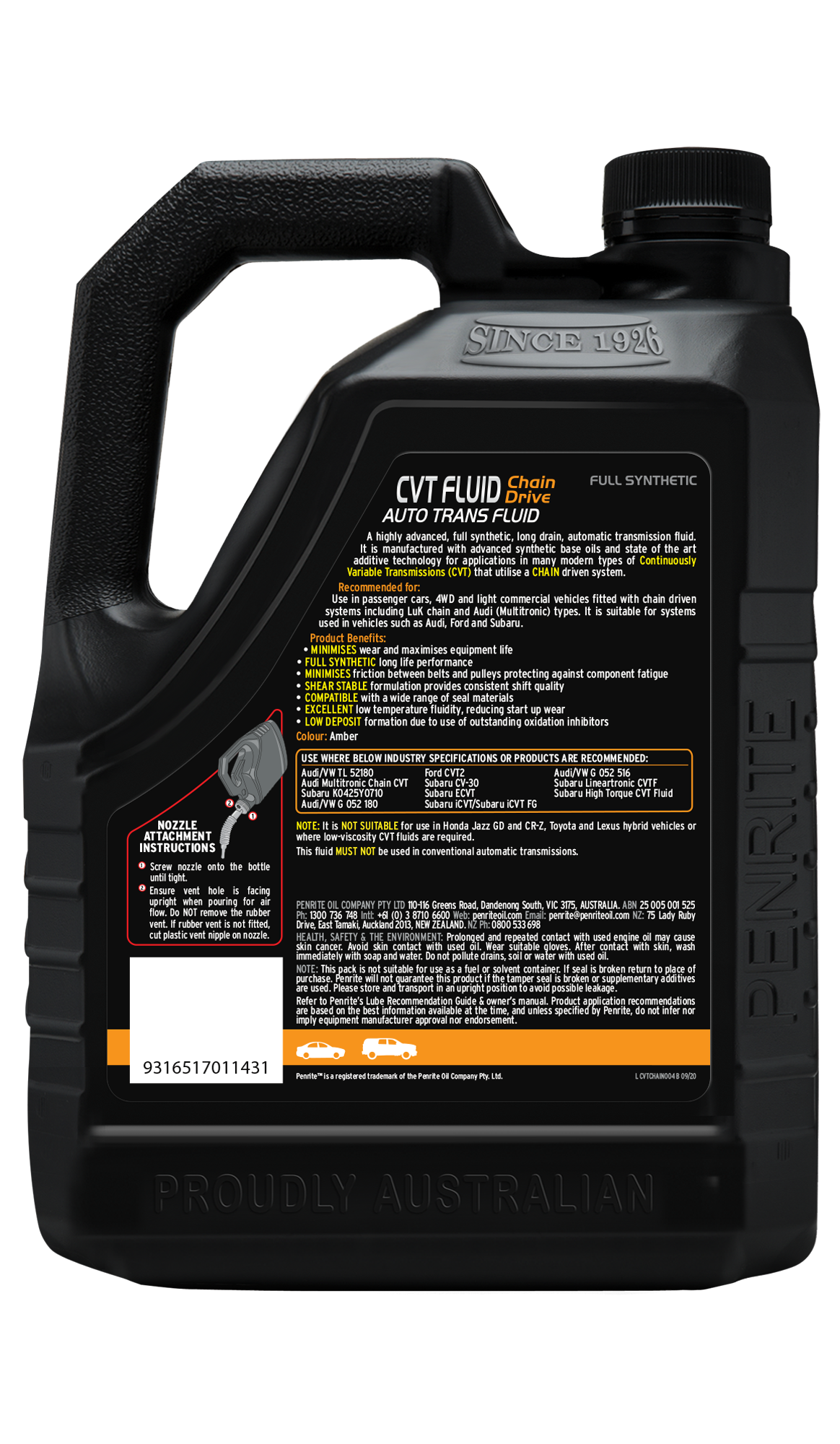 CVT FLUID CHAIN (FULL SYN) - Penrite