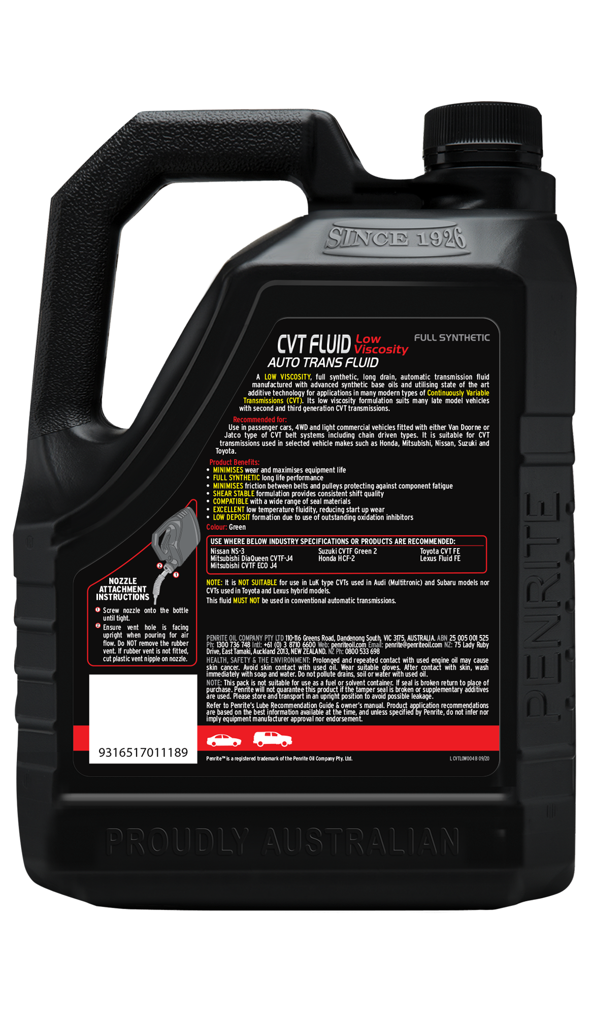 CVT FLUID LOW VISCOSITY (FULL SYN) - Penrite
