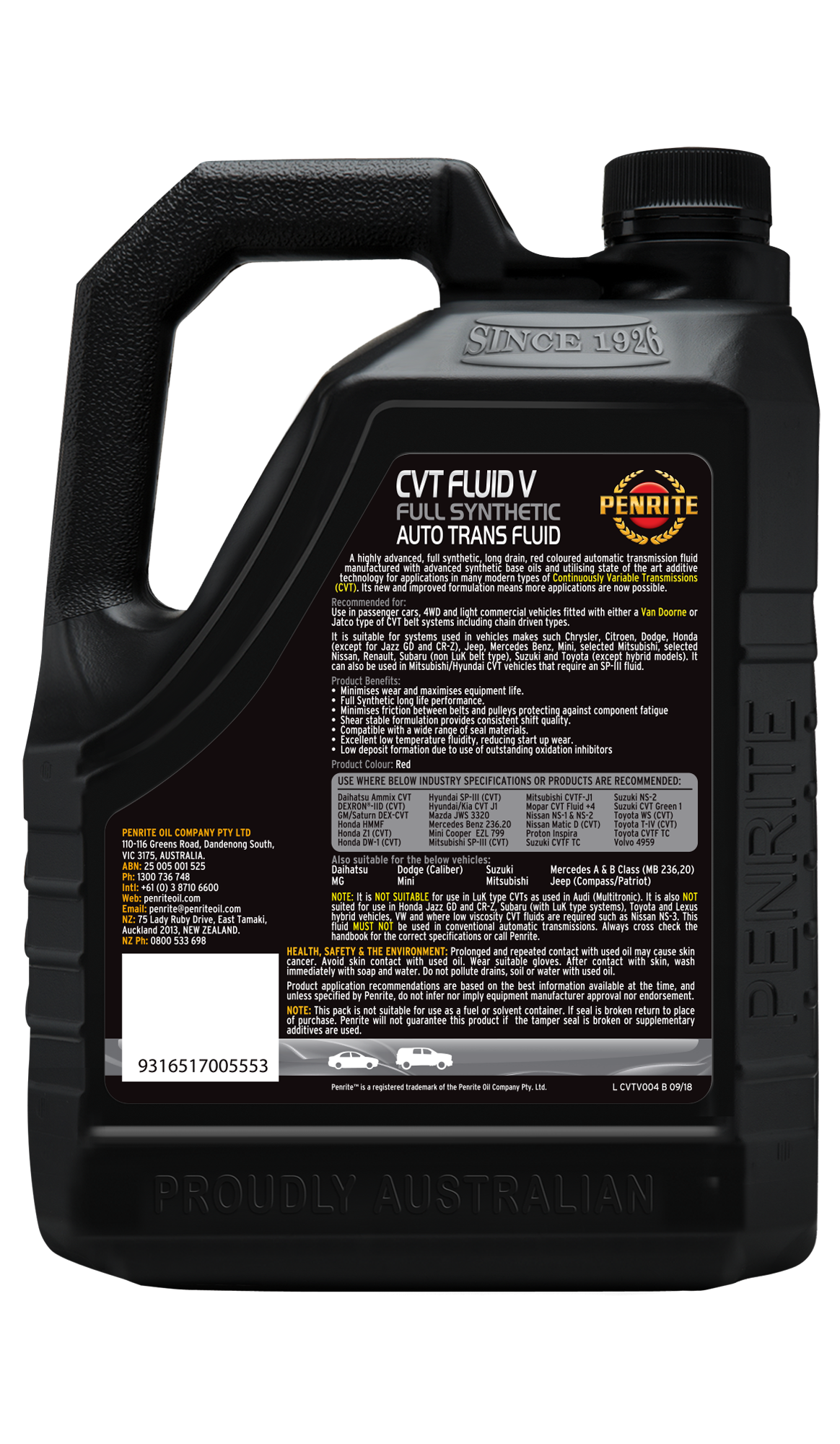 CVT FLUID V (FULL SYN) - Penrite