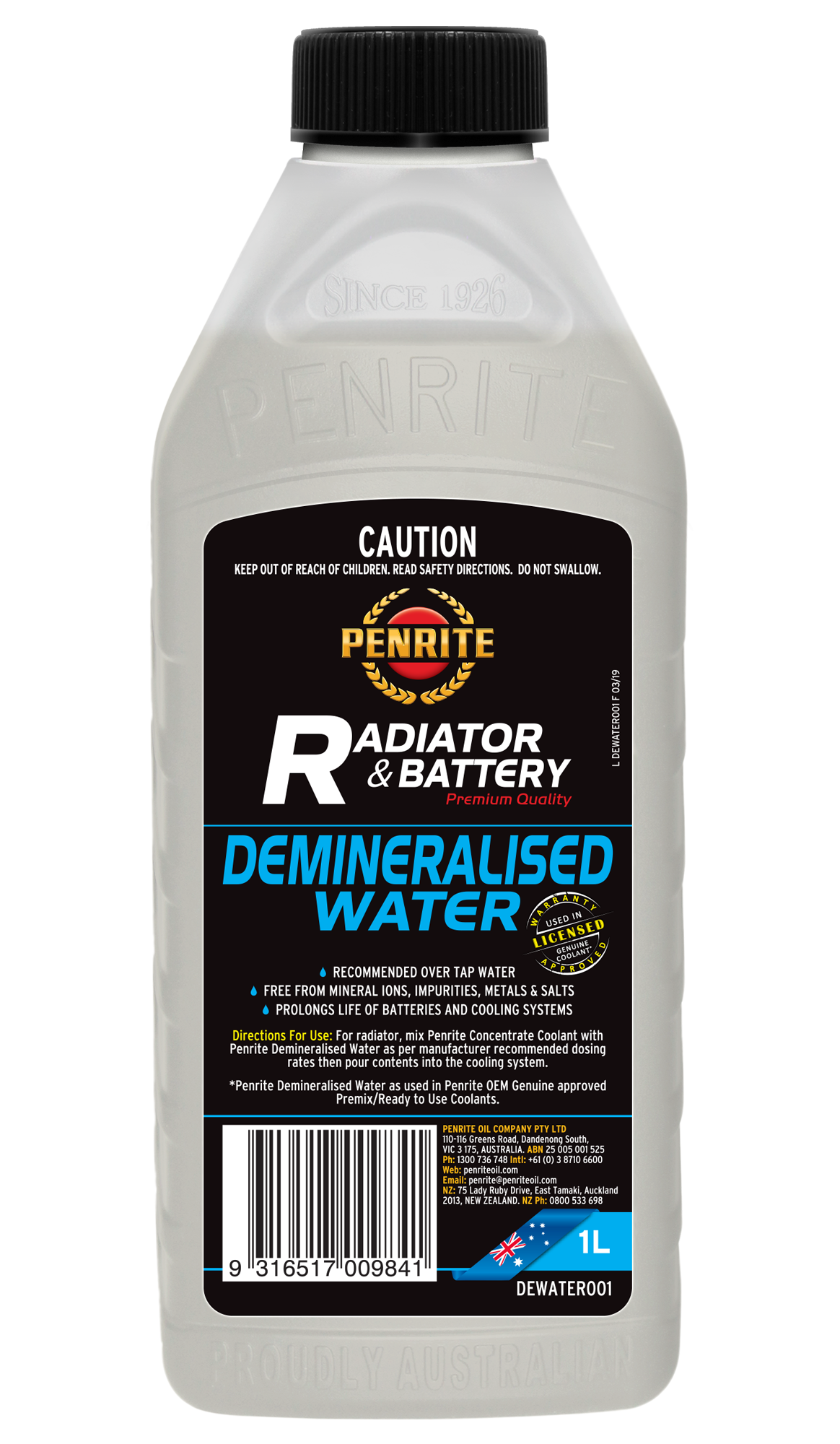 Demineralised Water - Penrite