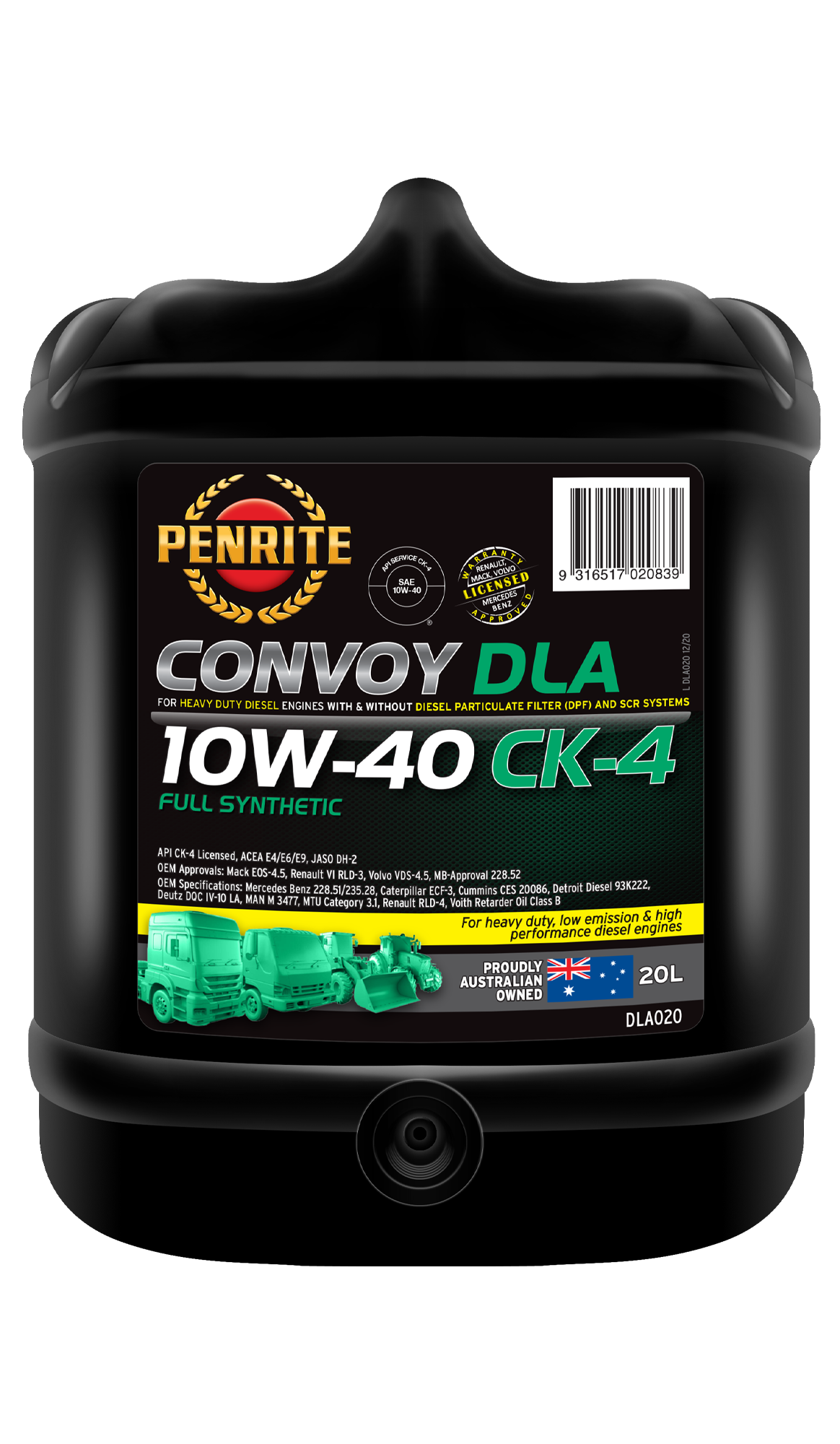 CONVOY DLA 10W-40 (Full Synthetic) 20L - Penrite