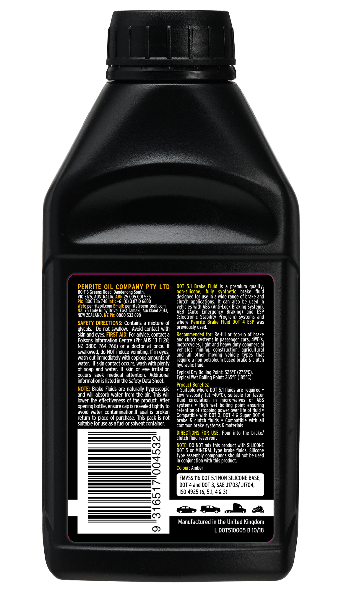 DOT 5.1 Brake Fluid 500ml - Penrite