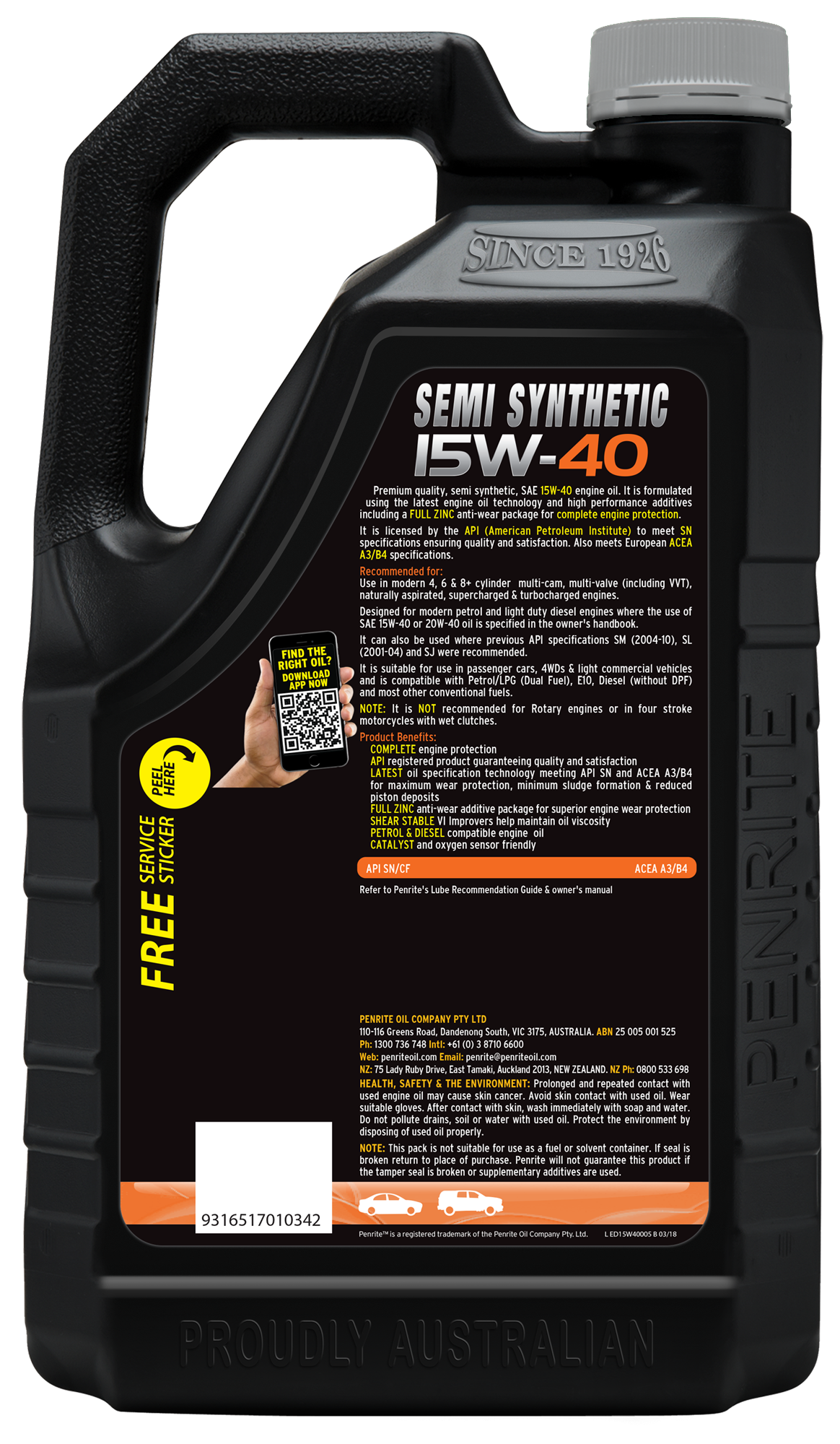 Semi Synthetic 15W-40 - Penrite
