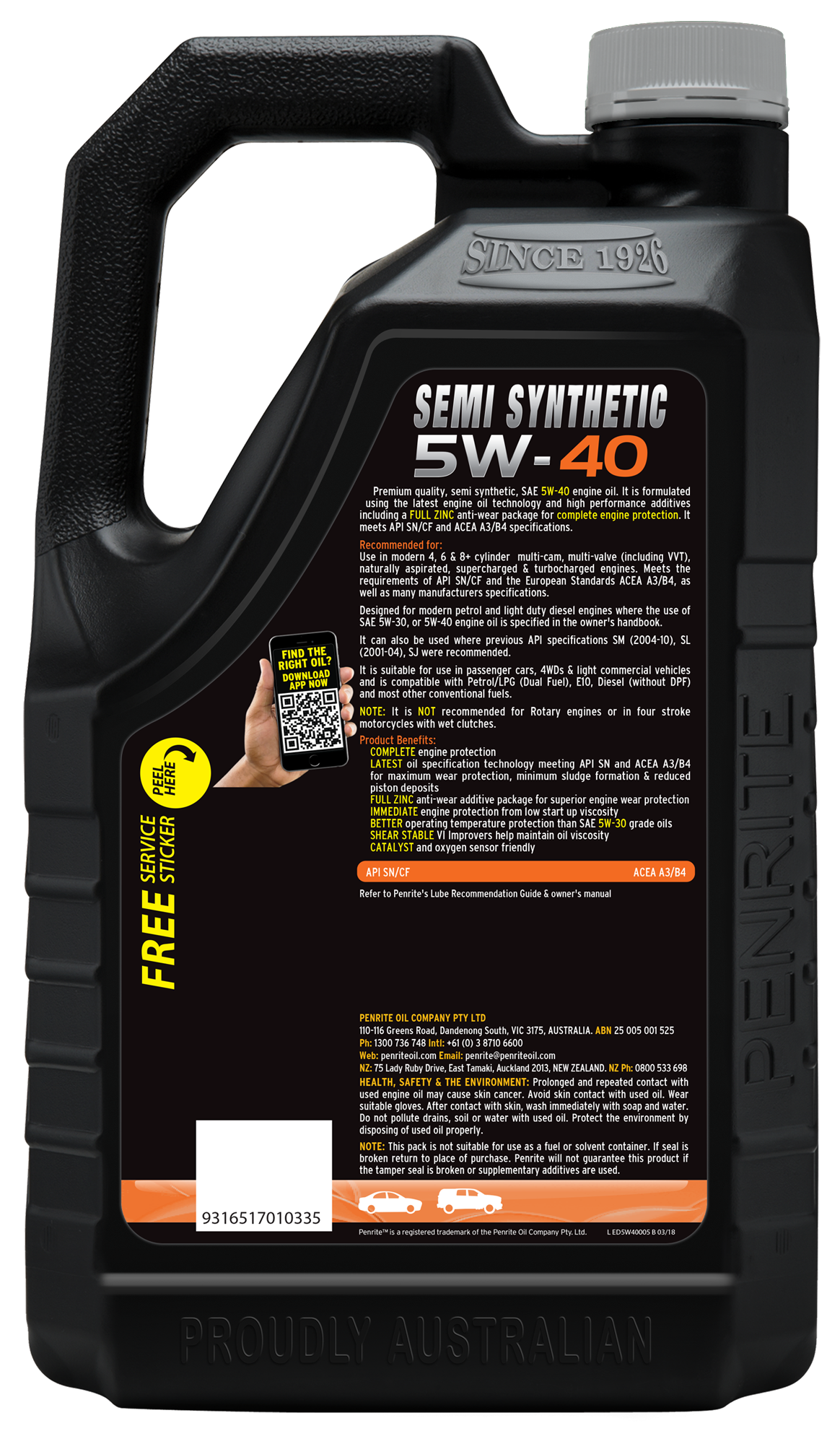 Semi Synthetic 5W-40 5L - Penrite