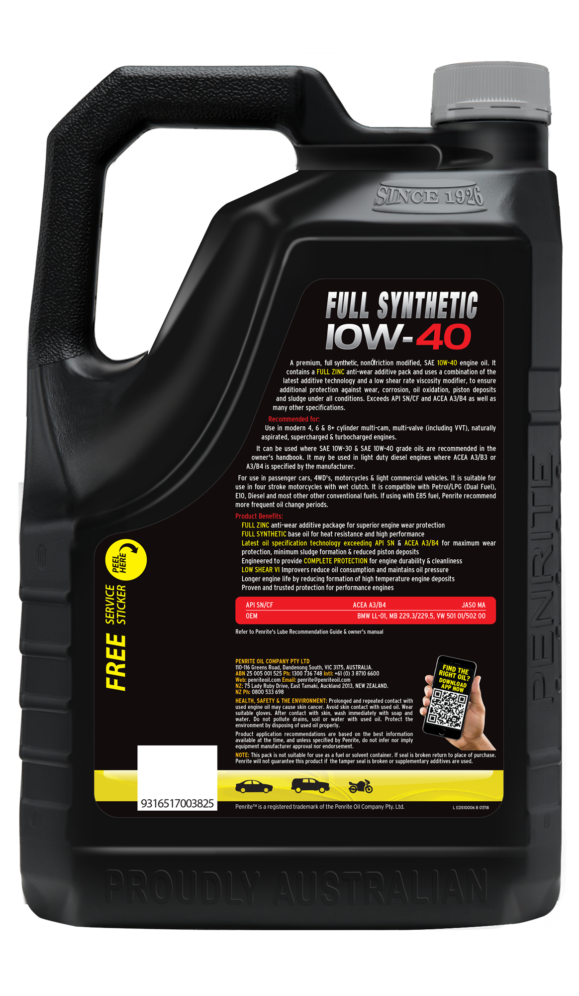 Full Synthetic 10W-40 - Penrite