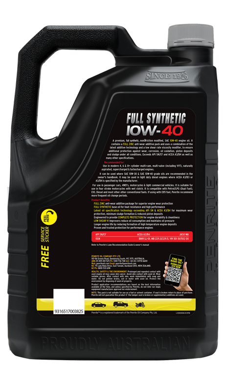 Full Synthetic 10W-40 - Penrite