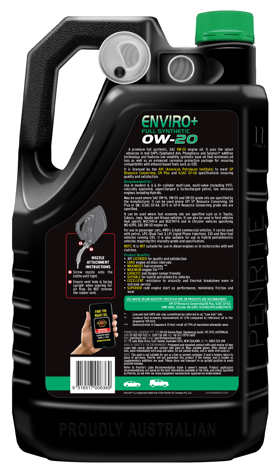 ENVIRO+ 0W-20 (FULL SYN) - Penrite