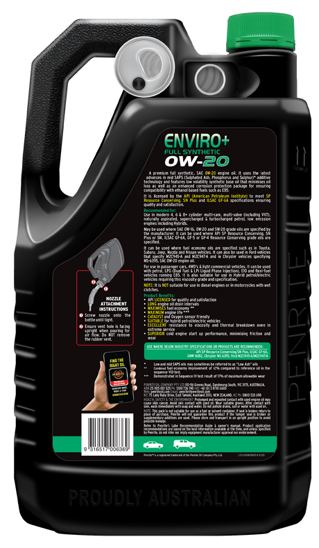 ENVIRO+ 0W-20 (FULL SYN) - Penrite | Universal Auto Spares