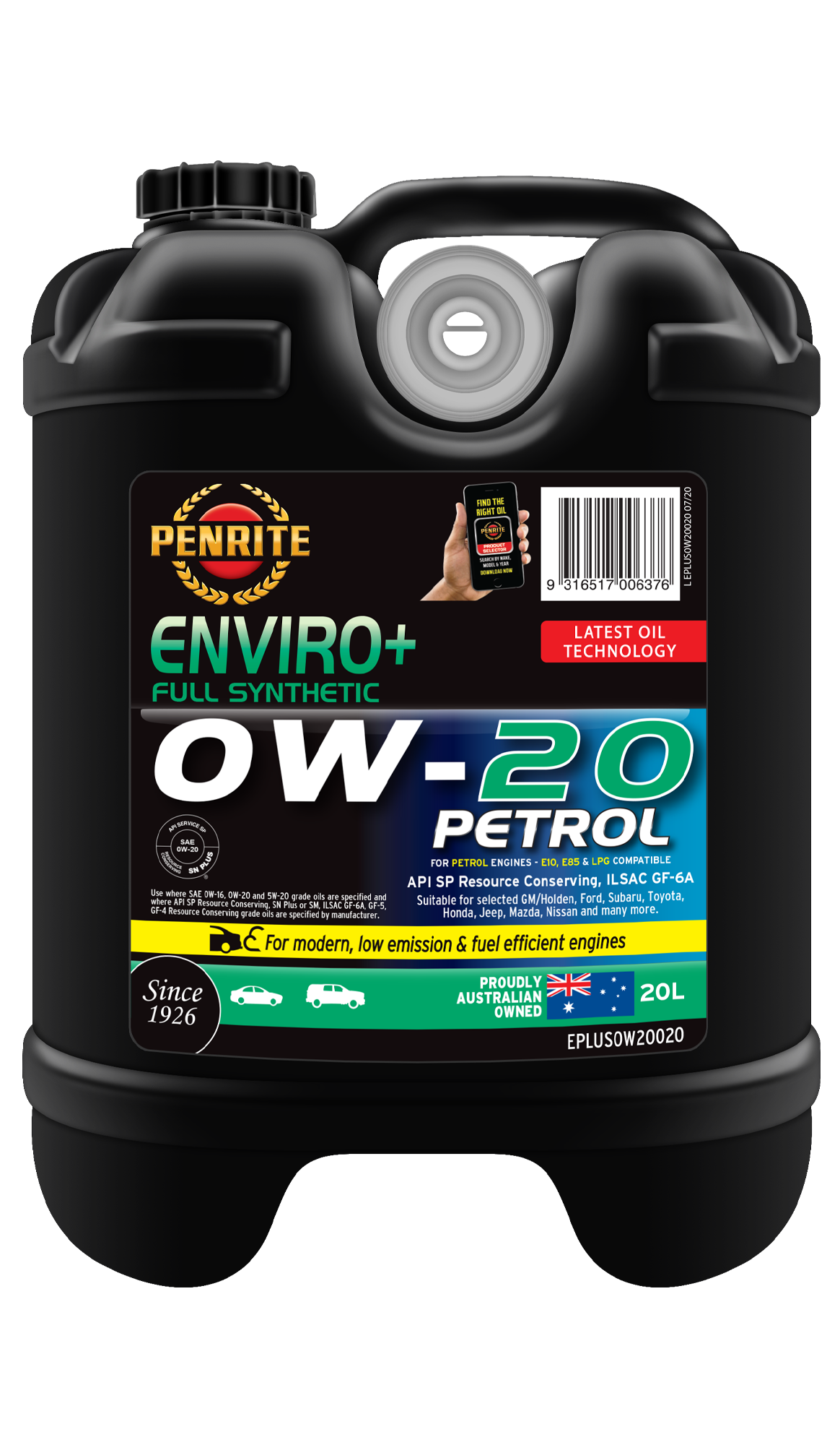 ENVIRO+ 0W-20 (FULL SYN) - Penrite 20L