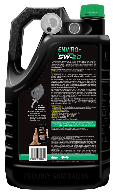ENVIRO+ 5W-20 (FULL SYN.) - Penrite