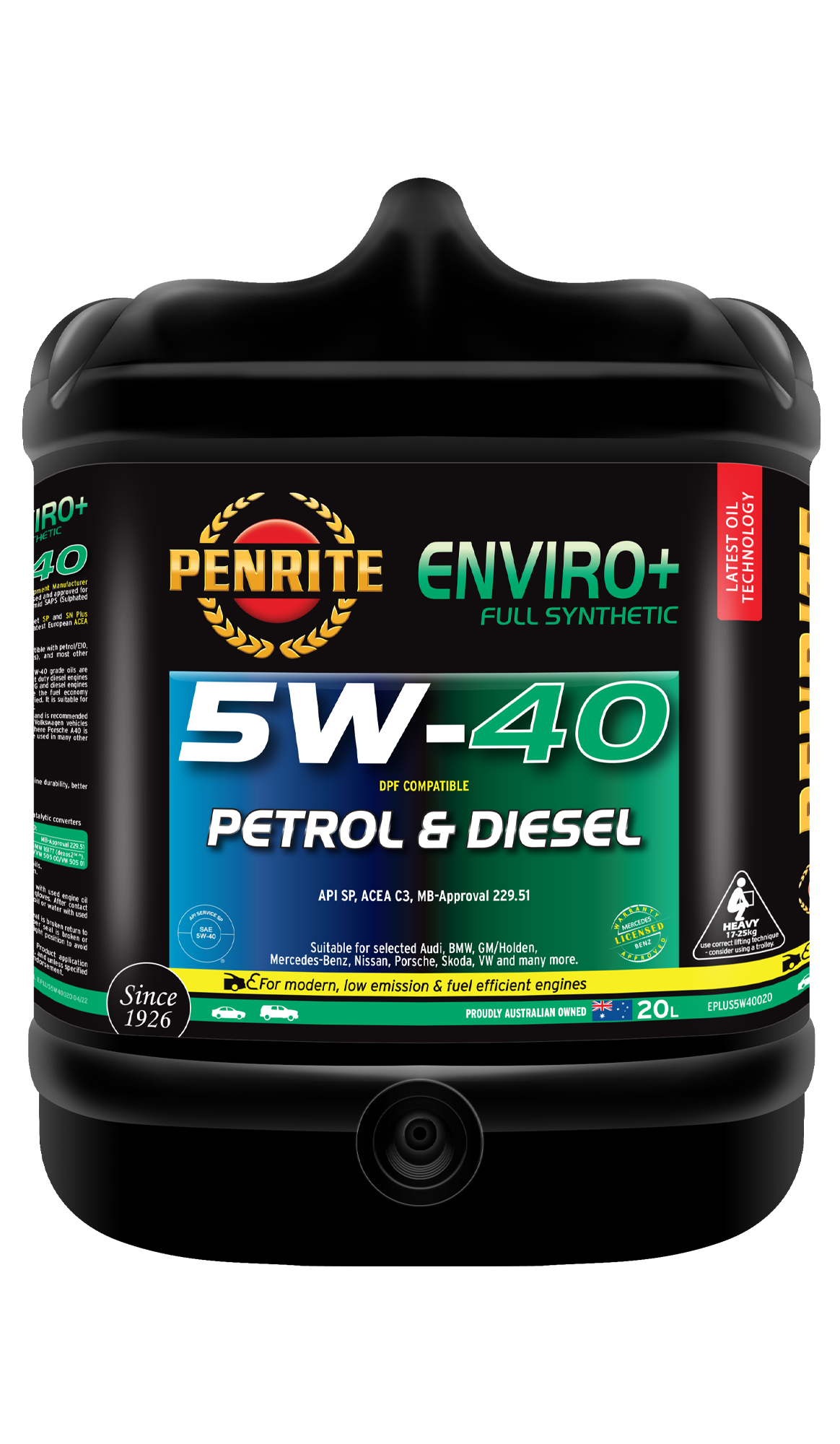 ENVIRO+ 5W-40 (FULL SYN) - Penrite 20L