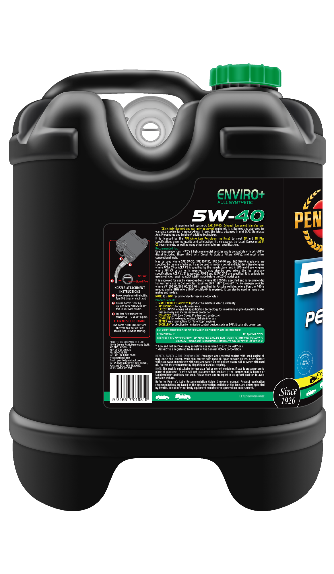 ENVIRO+ 5W-40 (FULL SYN) - Penrite