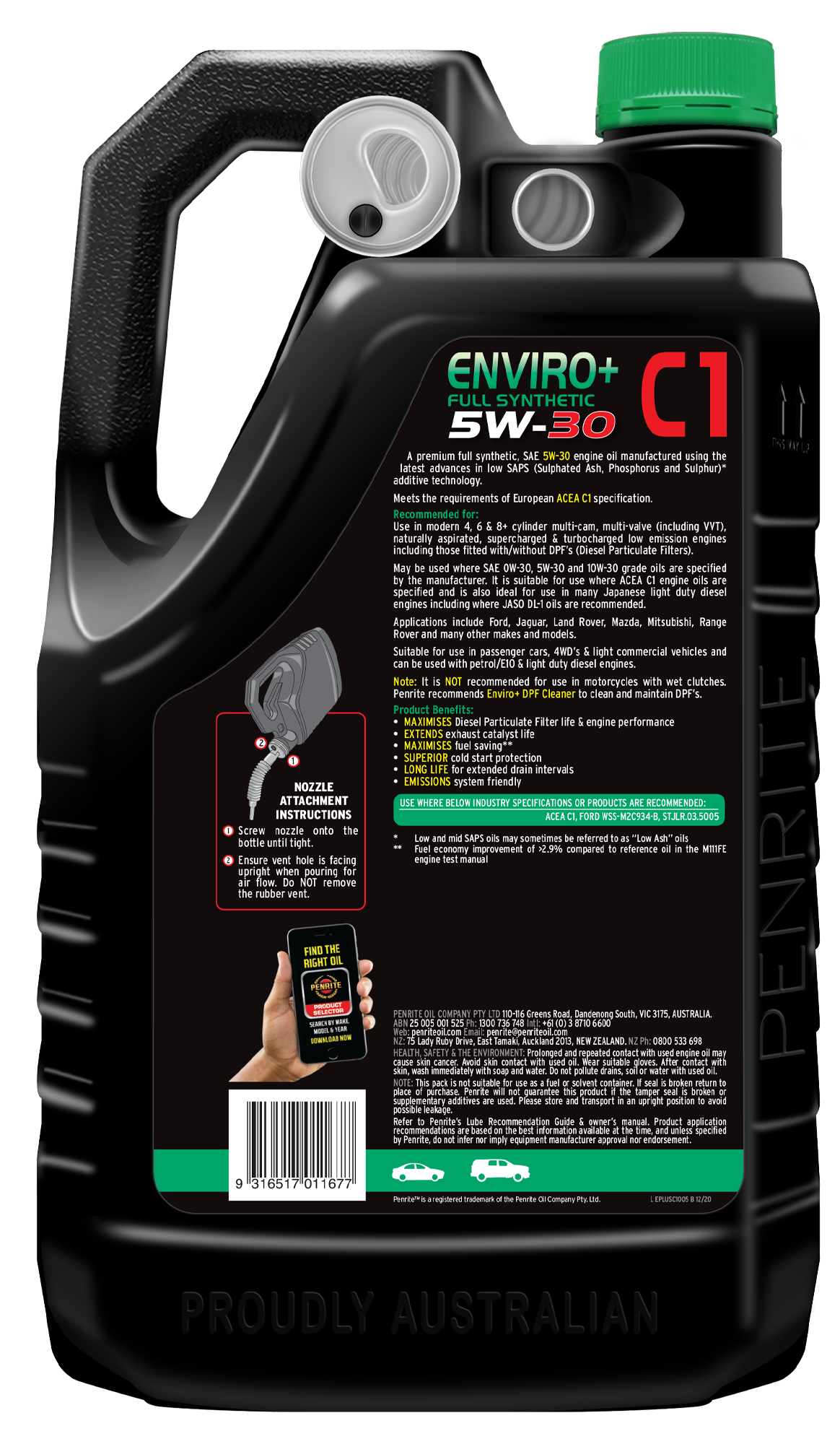 ENVIRO+ C1 5W-30 (FULL SYN) - Penrite