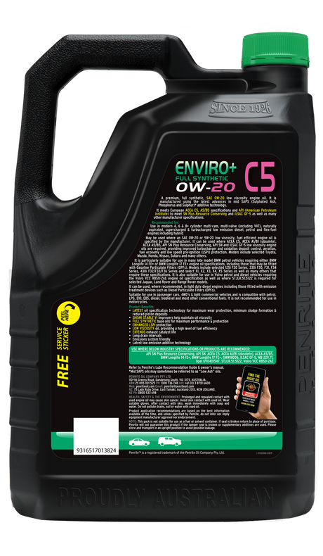 ENVIRO+ C5 0W-20 (FULL SYN) - Penrite