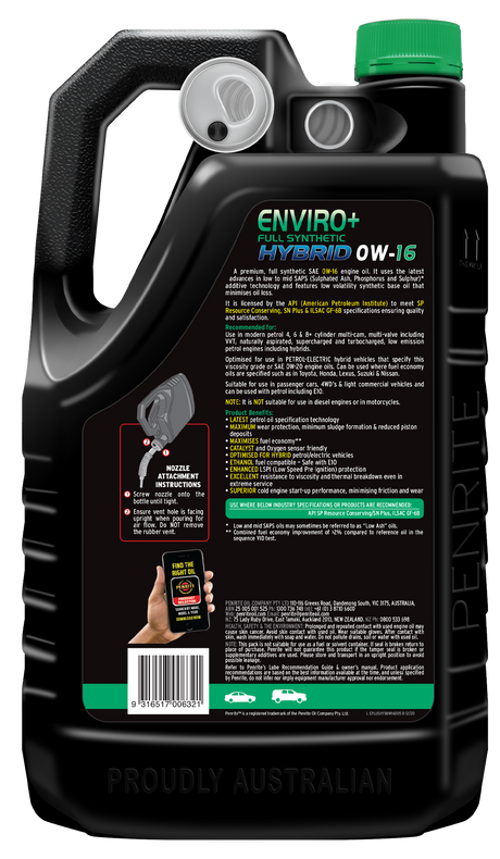 ENVIRO+ HYBRID 0W-16 (FULL SYN) 5L - Penrite