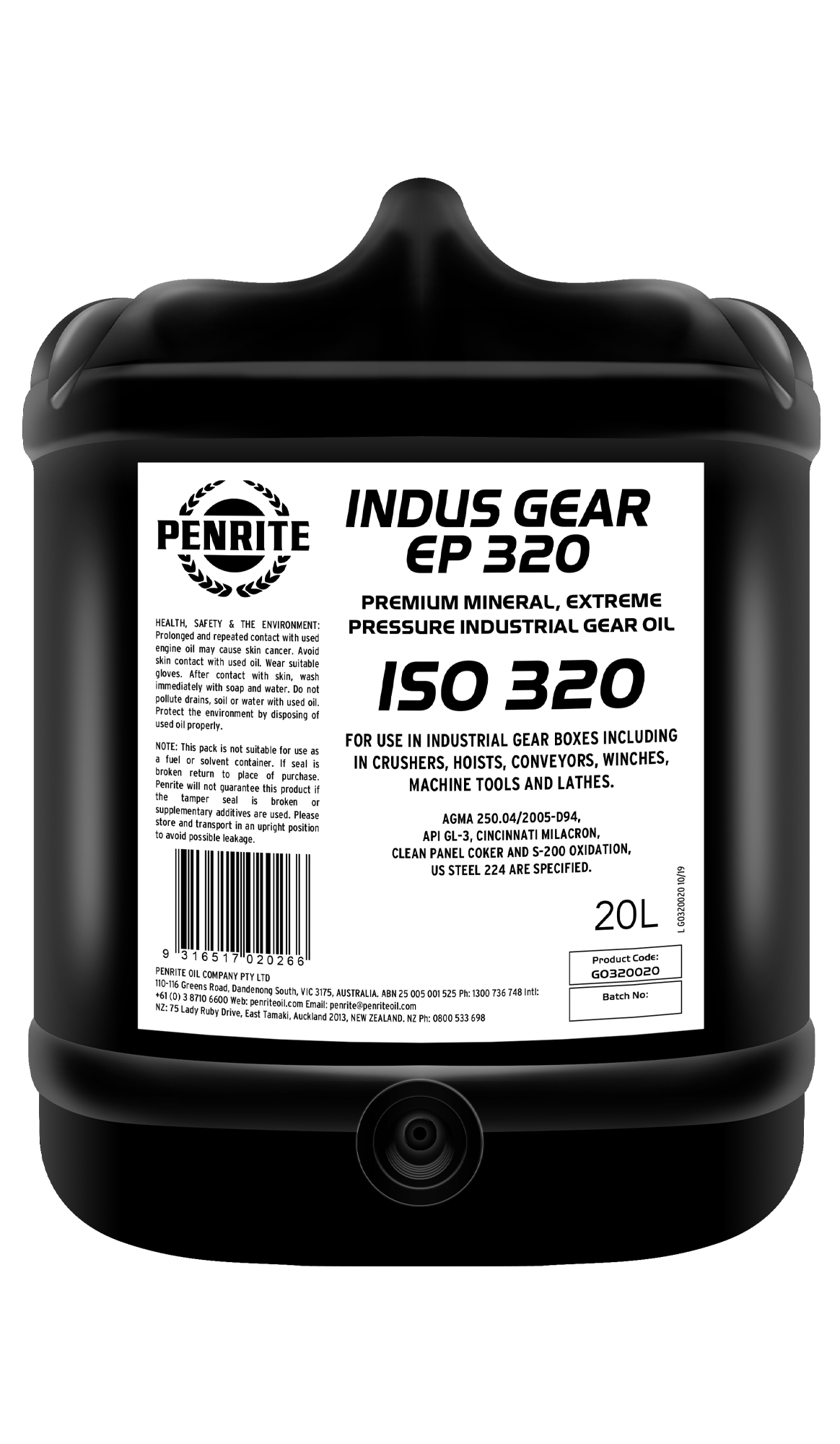 INDUS Gear Oil EP 320 20L - Penrite