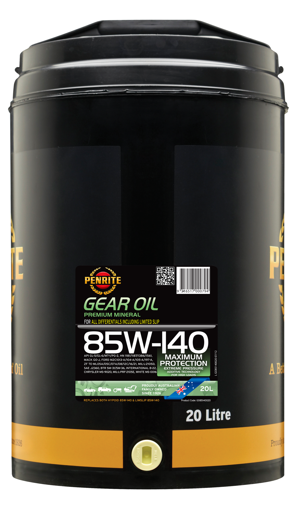 GEAR OIL 85W-140 (Mineral) - Penrite 20L