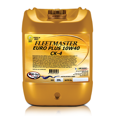 Fleetmaster Euro Plus 10W/40 CK-4 - Hi-Tec Oils