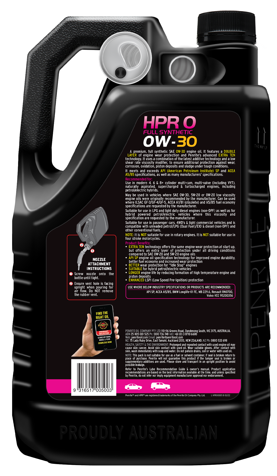 HPR 0 0W-30 (Full Synthetic) - Penrite