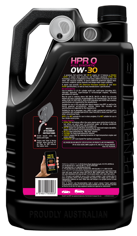 HPR 0 0W-30 (Full Synthetic) - Penrite | Universal Auto Spares