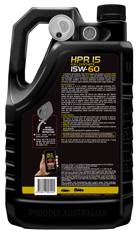 HPR 15 15W-60 (Full Synthetic) - Penrite | Universal Auto Spares