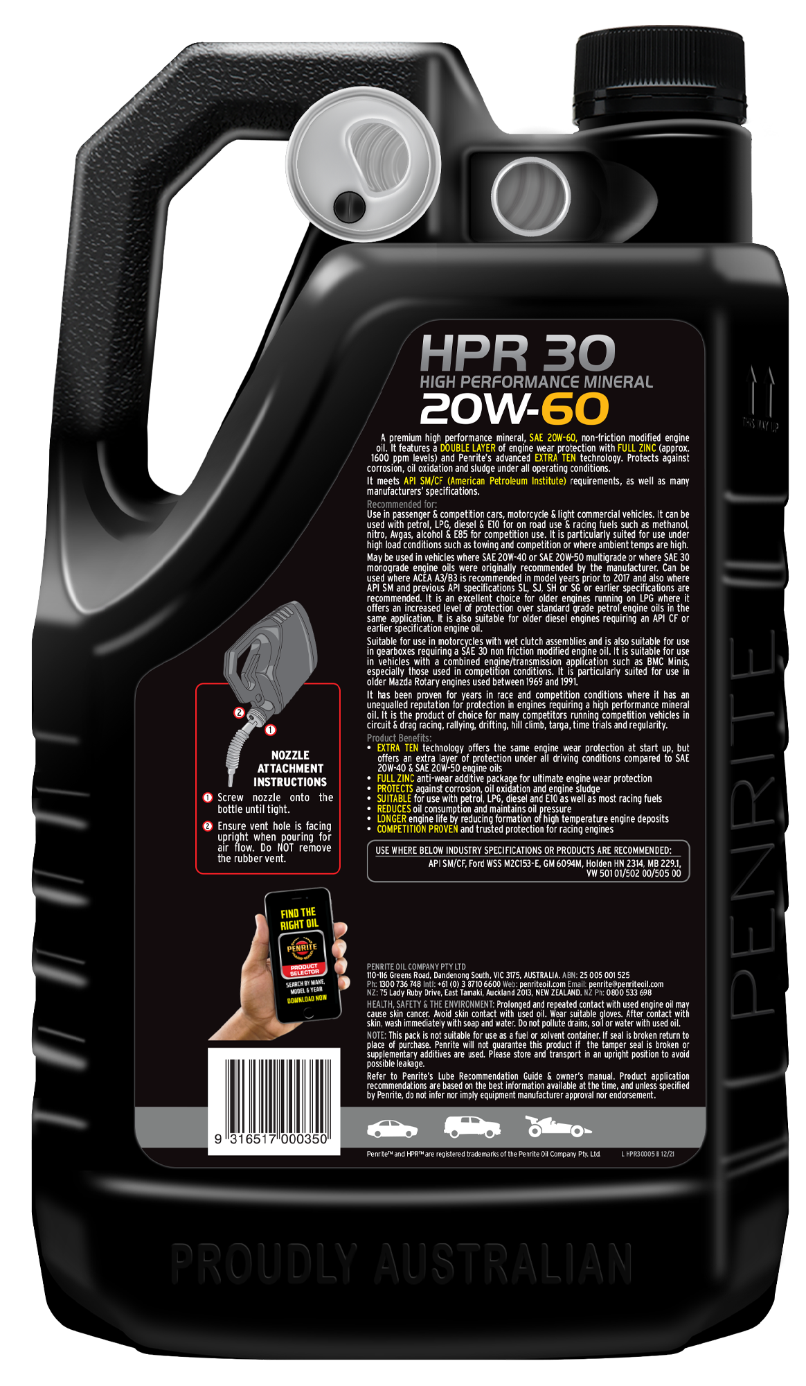 HPR 30 20W-60 (Mineral) - Penrite