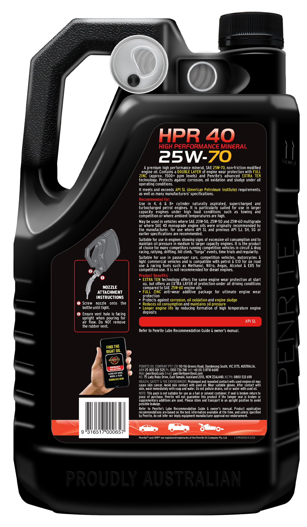 HPR 40 25W-70 (Mineral) - Penrite