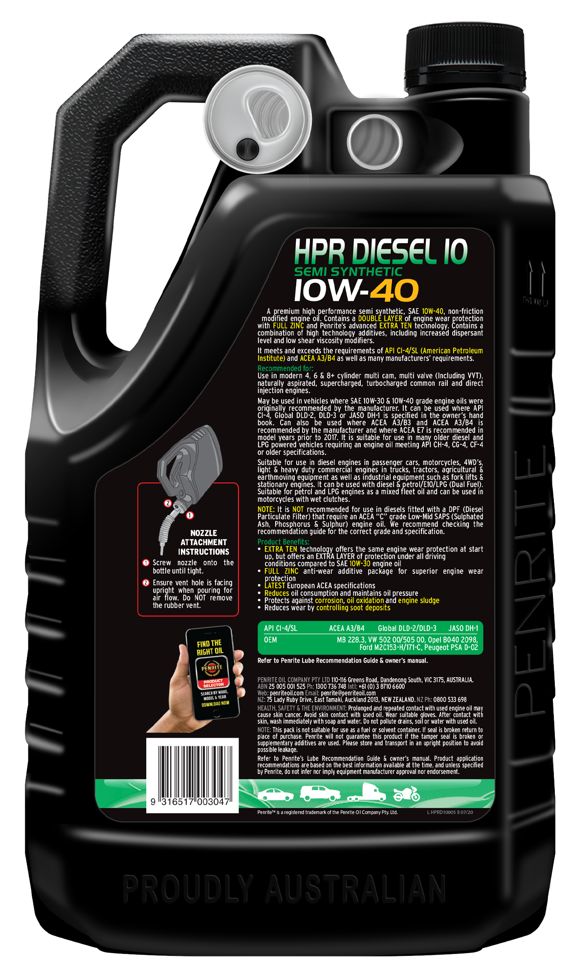HPR DIESEL 10 10W-40 (SEMI SYN) - Penrite