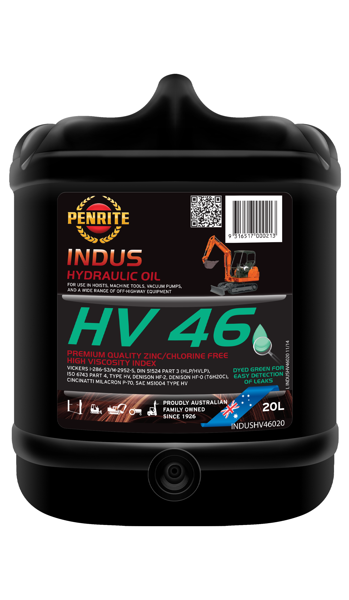 INDUS HV 46 (Zinc Free) 20L - Penrite