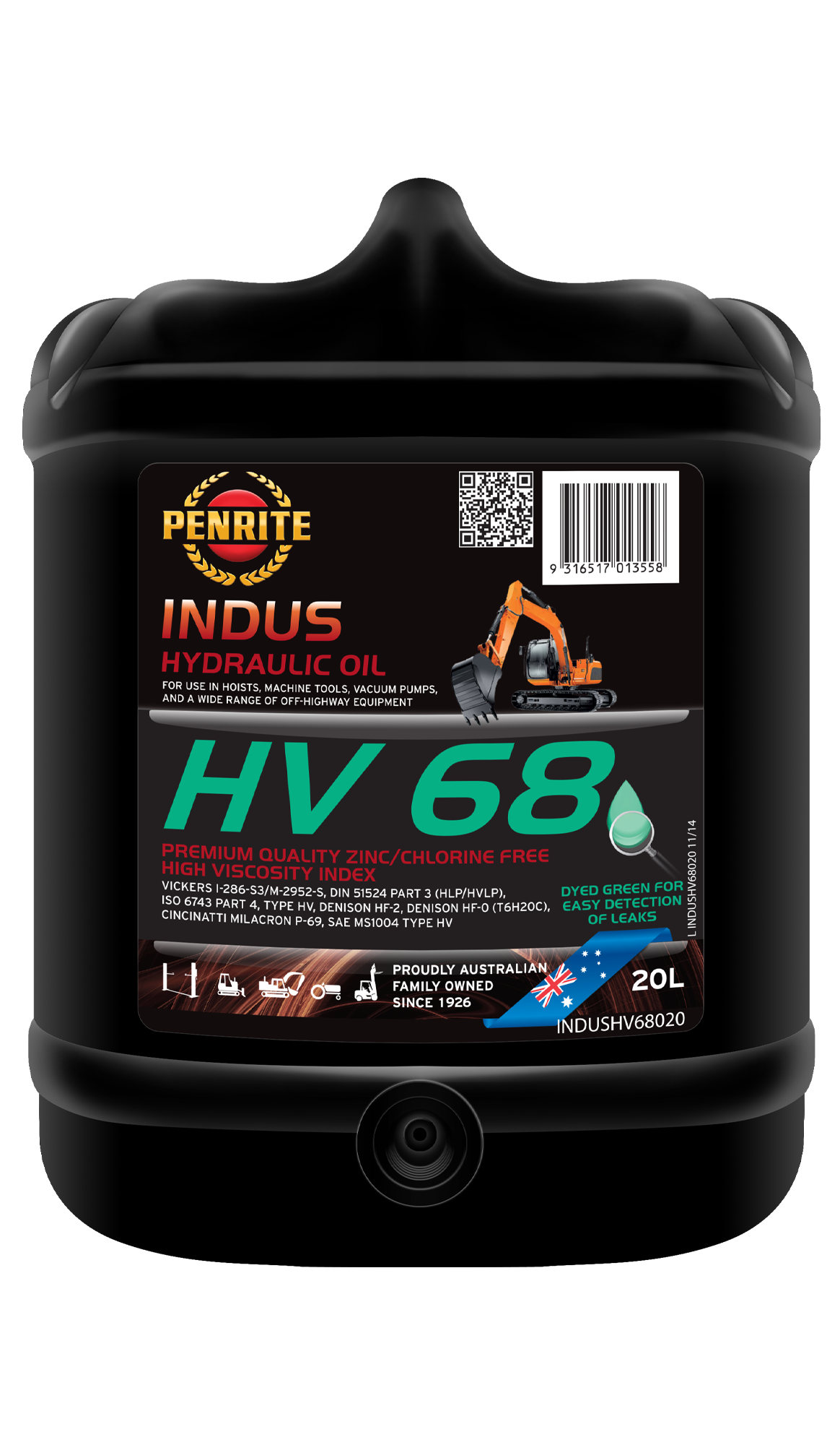 INDUS HV 68 (Zinc Free) 20L - Penrite