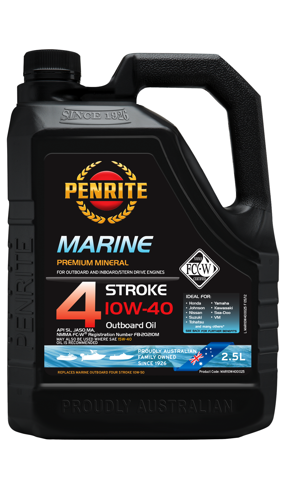Marine Outboard 4 Stroke 10W-40 (Semi Syn.) - Penrite 2.5L