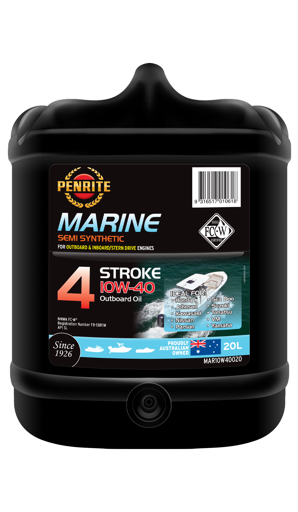 Marine Outboard 4 Stroke 10W-40 (Semi Syn.) - Penrite 20L