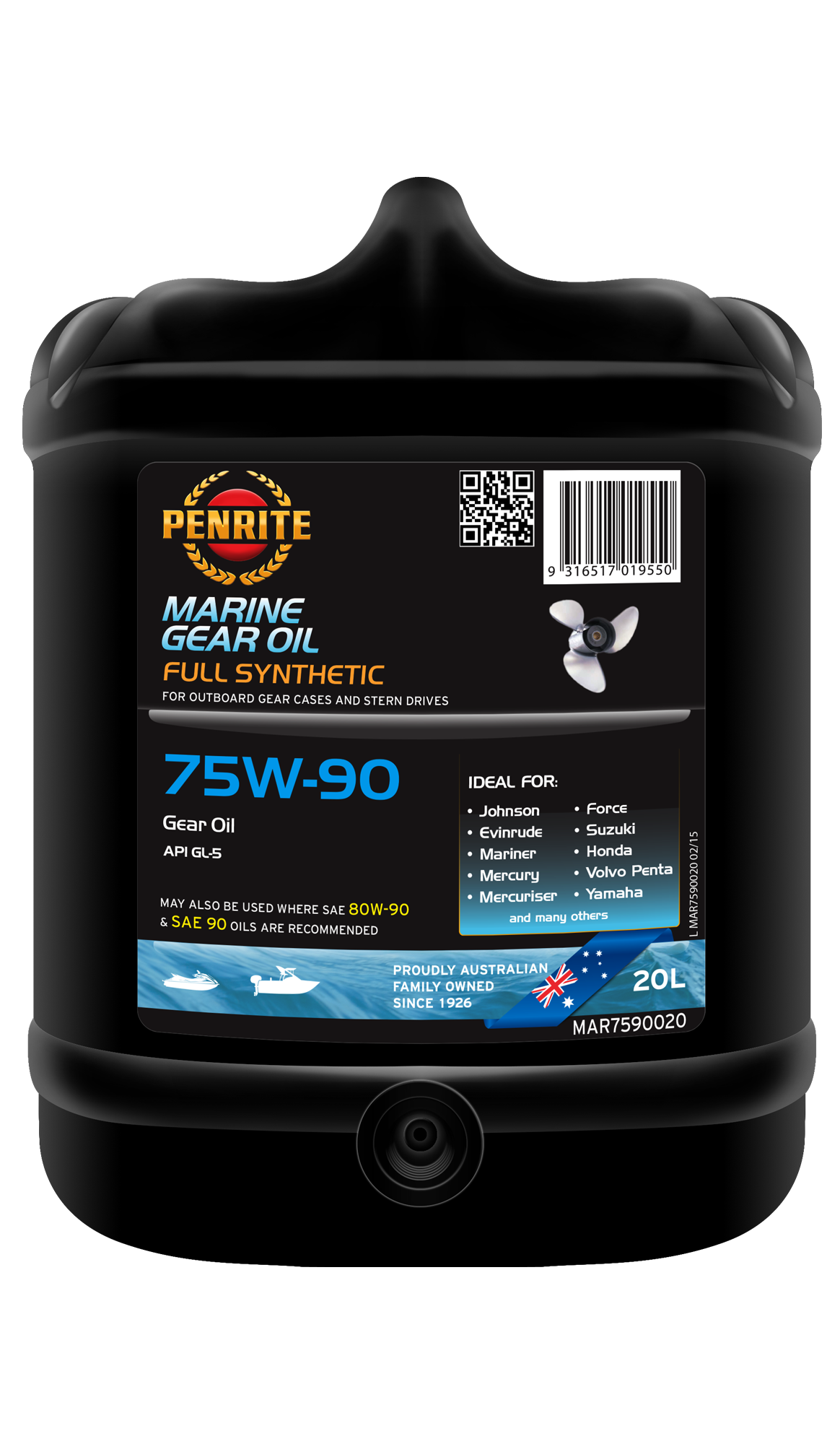 Marine Gear Oil 75W-90 (Full Syn.) - Penrite 20L