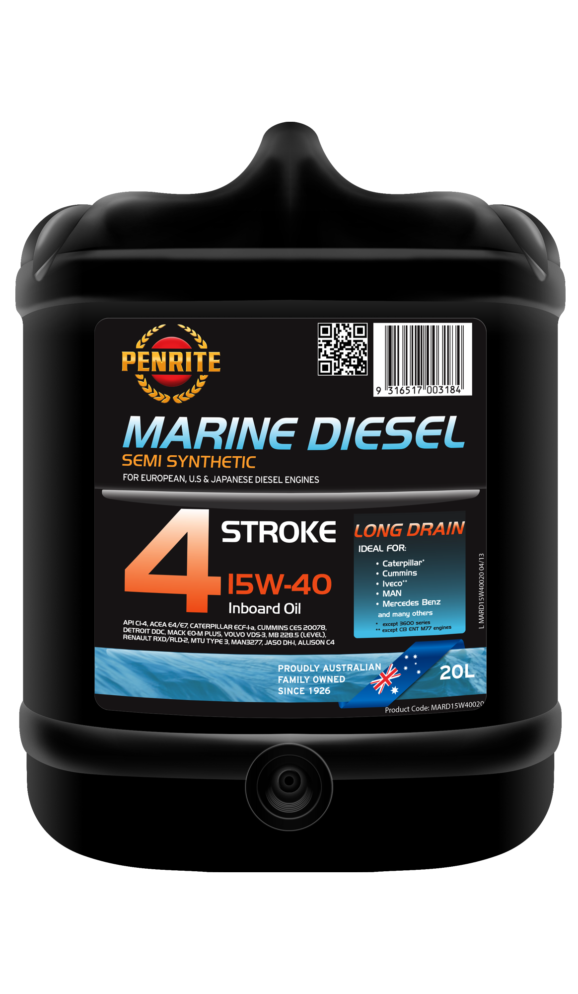 Marine Diesel 4 Stroke 15W-40 (Semi Syn.) 20L - Penrite