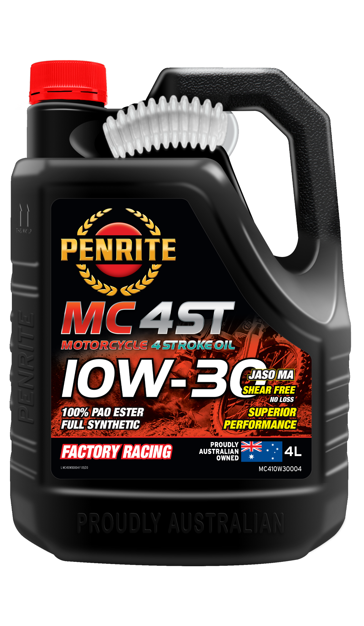 MC-4ST 10W-30 (100% PAO & ESTER) - Penrite 4 X 4 Litre (Carton Only) 4L