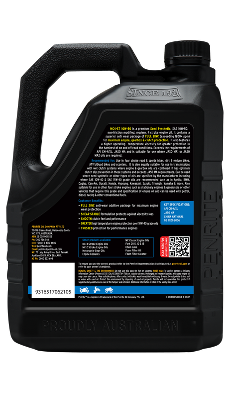 MC-4ST Semi Synthetic 10W-50 - Penrite 4 X 4 Litre (Carton Only)