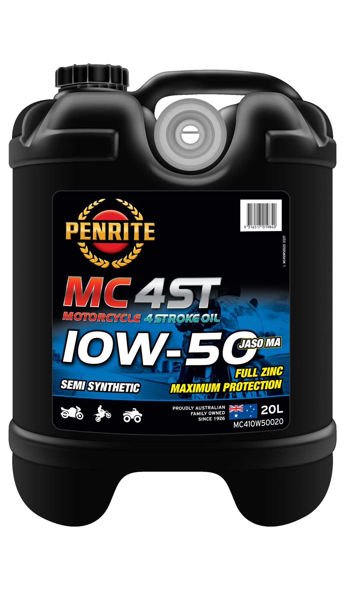 MC-4ST Semi Synthetic 10W-50 - Penrite 4 X 4 Litre (Carton Only) 20L