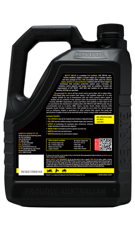 MC-4ST Full Synthetic 10W-40 - Penrite 4 X 4 Litre (Carton Only)