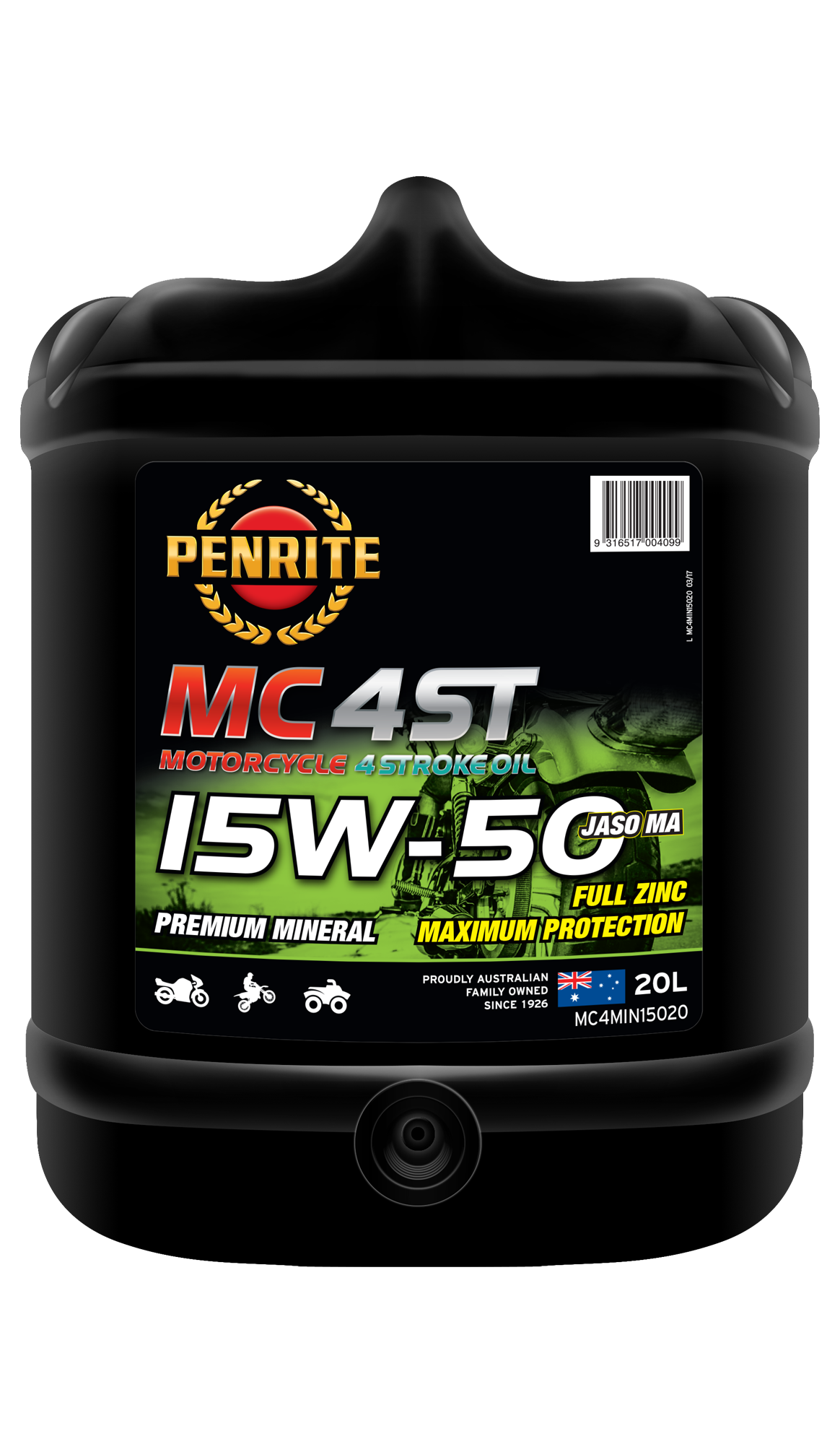 MC-4ST Mineral 15W-50 - Penrite 4 X 4 Litre (Carton Only) 20L
