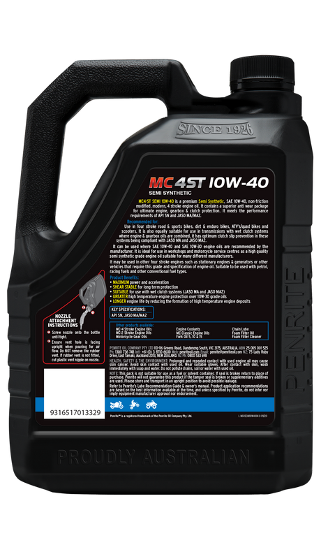 MC-4ST Semi Synthetic 10W-40 - Penrite  4 X 4 Litre (Carton Only) | Universal Auto Spares