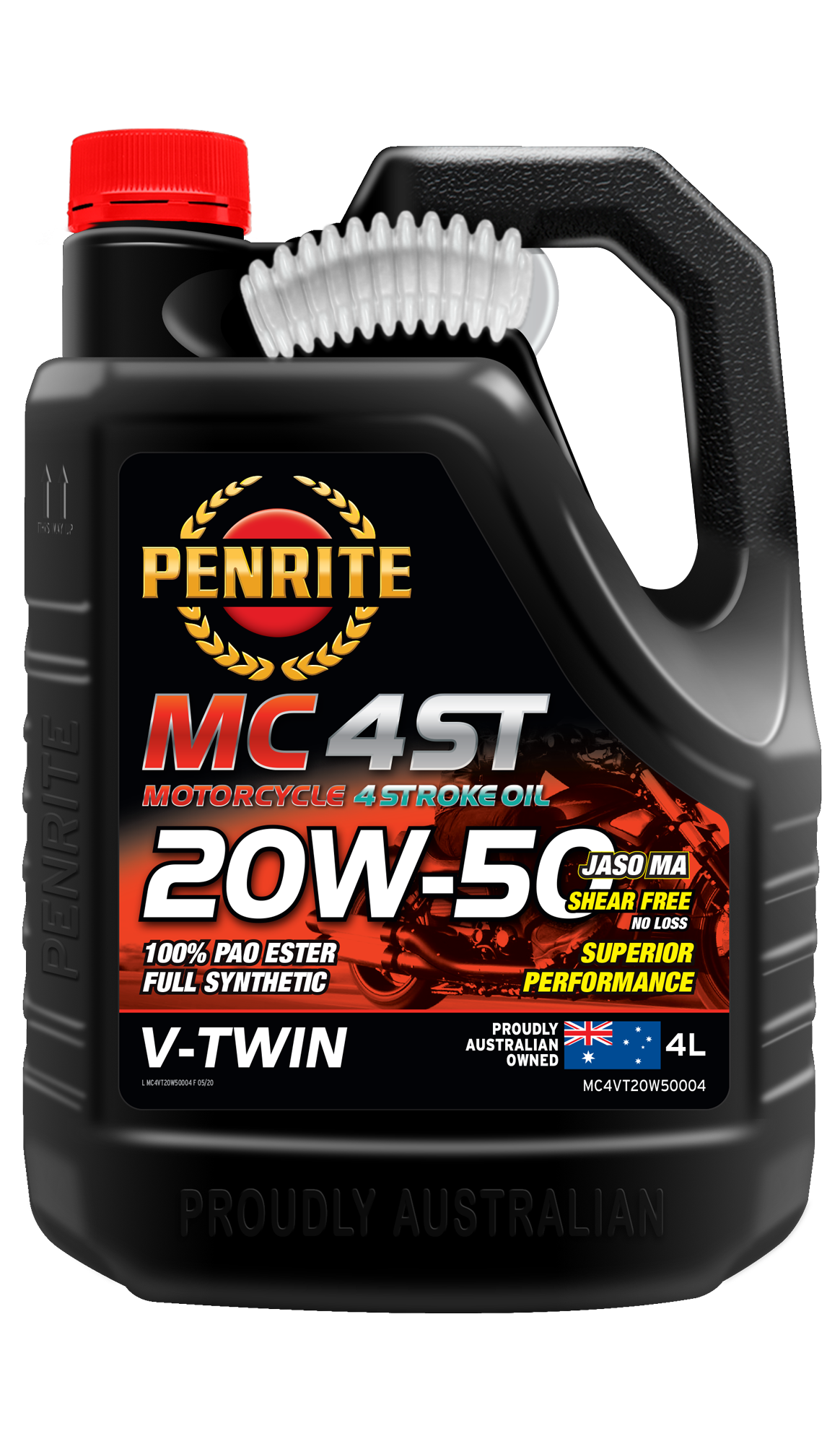 MC-4ST V TWIN 20W-50 (100% PAO & ESTER) - Penrite 4 X 4 Litre (Carton Only) 4L