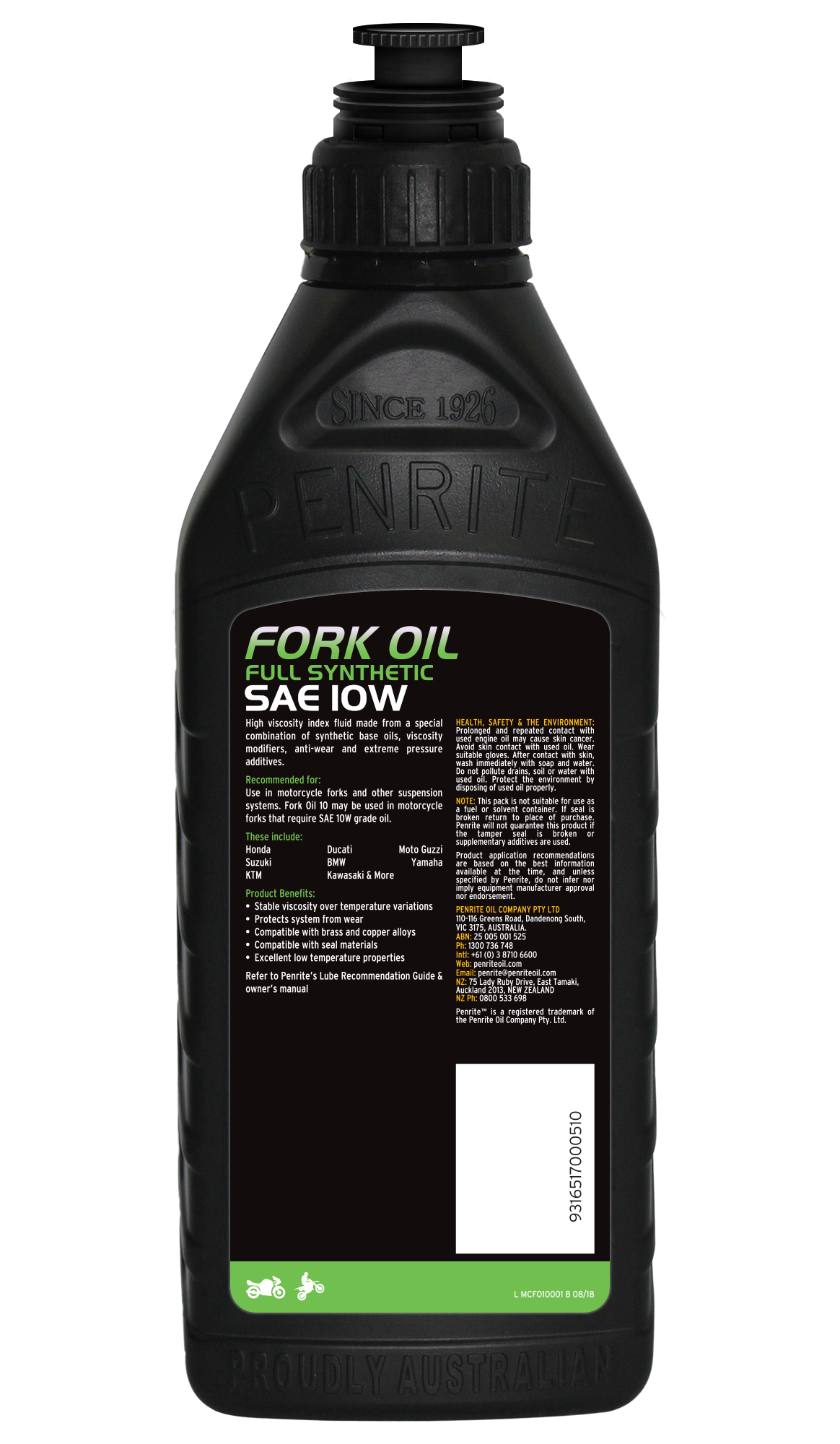 MC Fork Oil 10 (Full Synthetic) 1L - Penrite