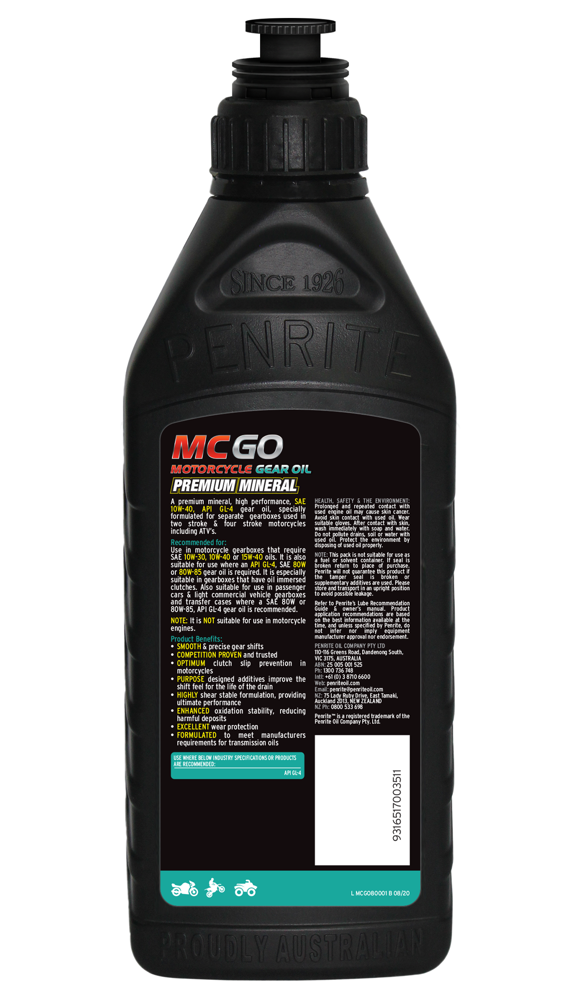MC Gear Oil (Mineral) 1L - Penrite
