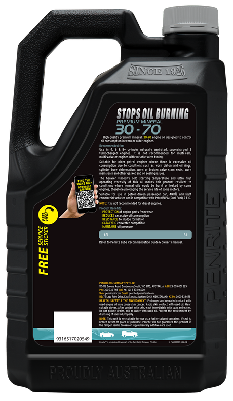 Stops Oil Burning 30-70 5L - Penrite
