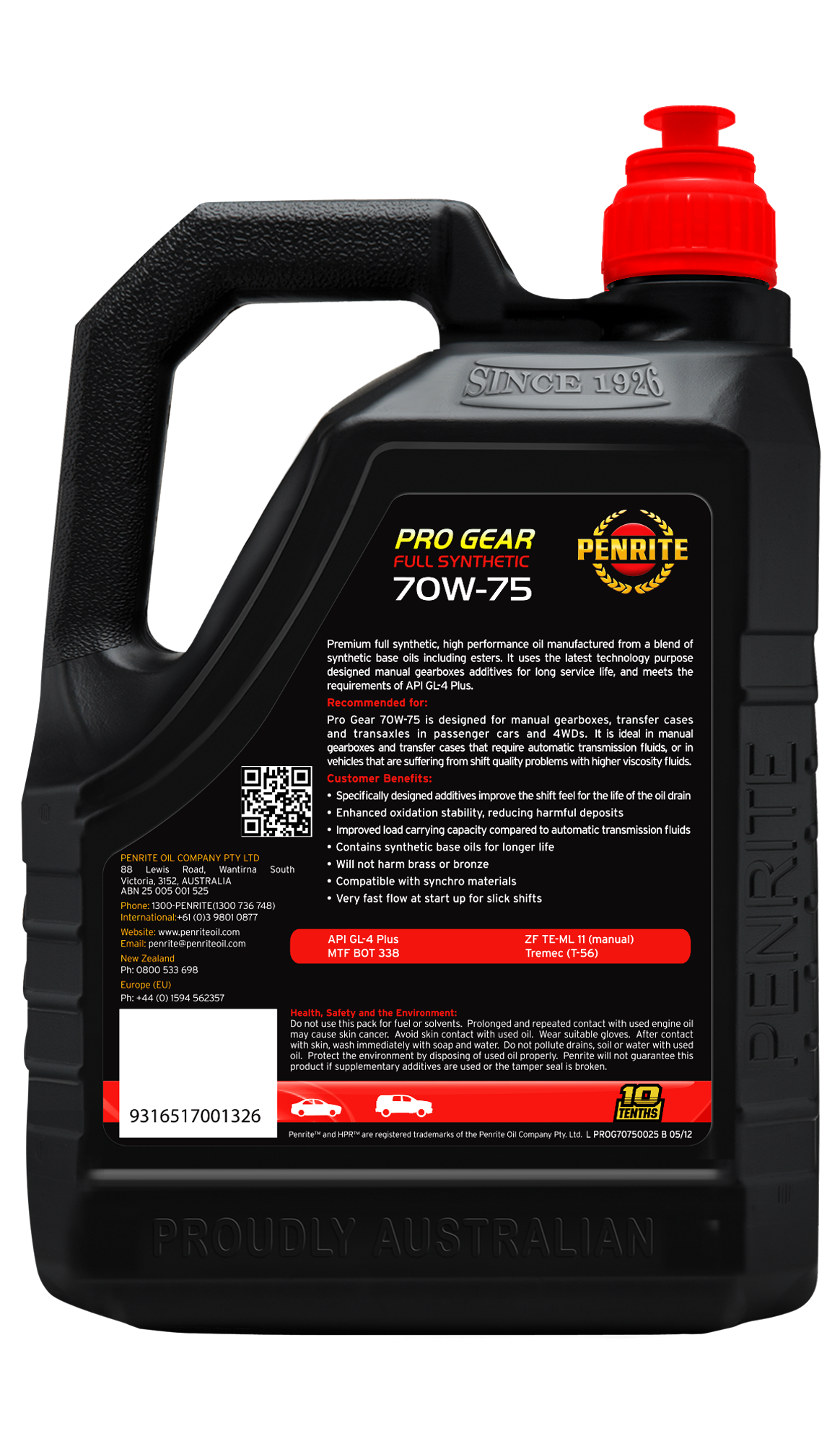 PRO GEAR 70W-75 (FULL SYN) - Penrite