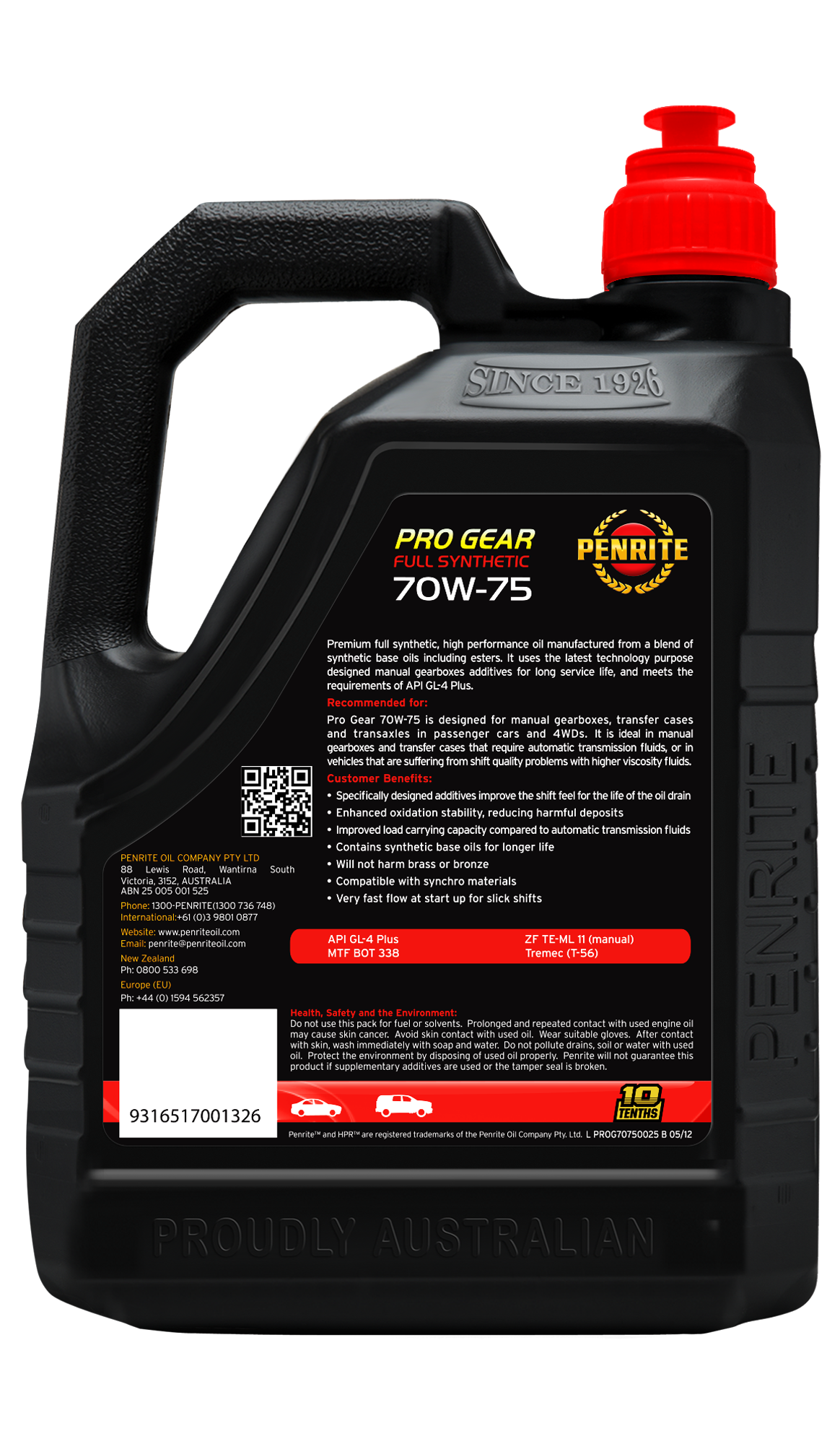 PRO GEAR 70W-75 (FULL SYN) - Penrite | Universal Auto Spares